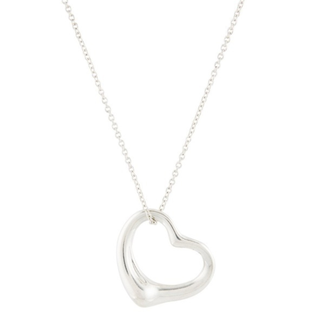 Tiffany & Co Sterling Silver Necklace + Large Heart Pendent 7.2 Grams, 16” #1001